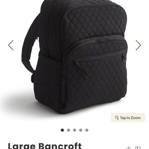 Vera Bradley XL backpack in Moonless black. Never used or open. Plastic cover.